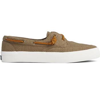 Sperry Crest Boat Smocked Hemp Olivovo Zelene - Damske Tenisky